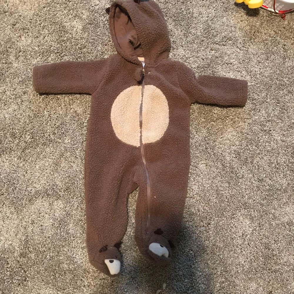 Carters reindeer one-piece Sherpa hooded jumpsuit